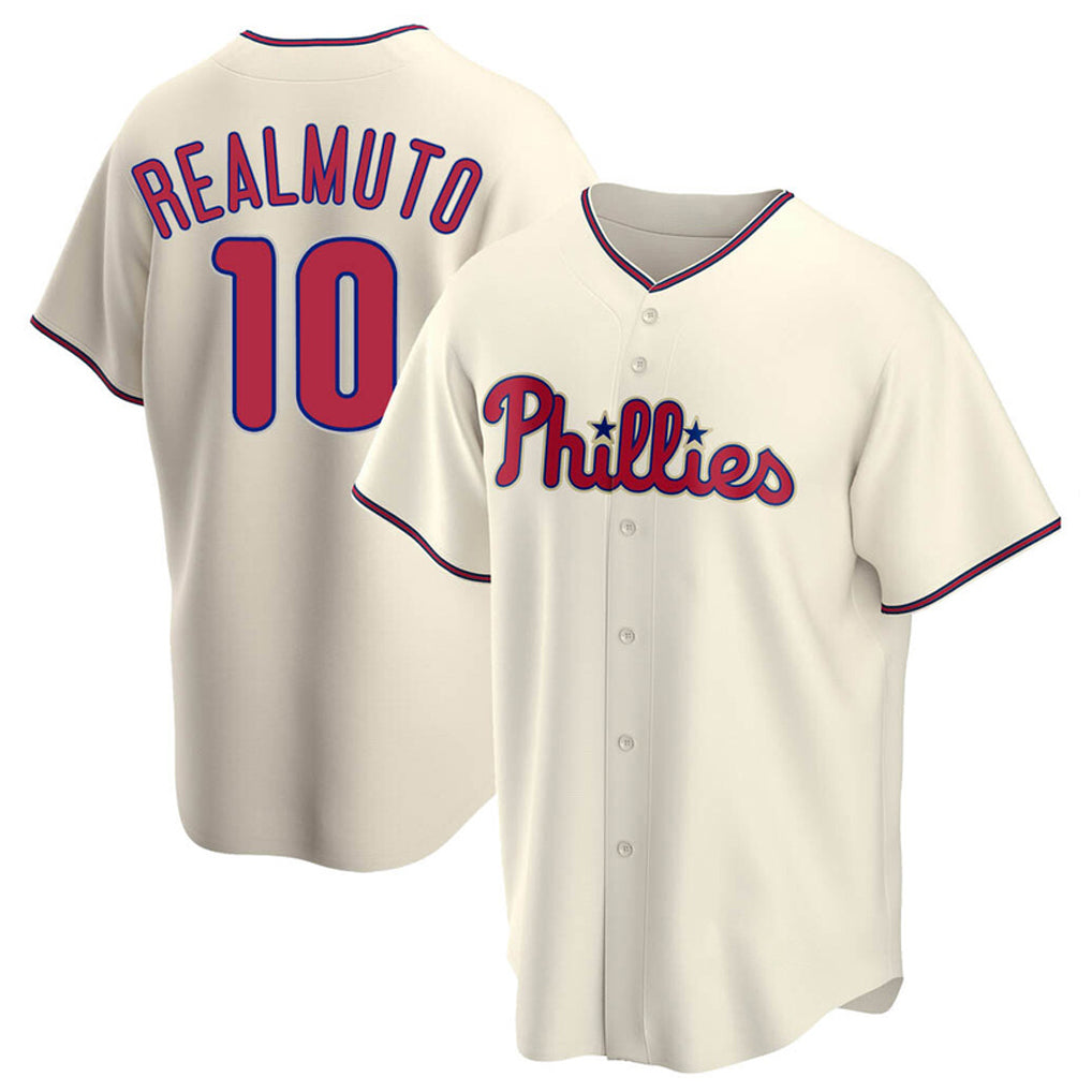 P.Phillies #10 J.T. Realmuto Player Cream Home Game Hdoa Stitched Jerseys