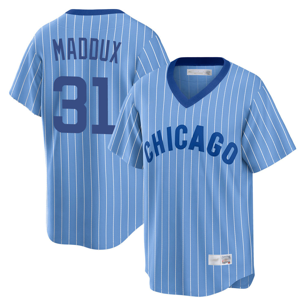 C.Cubs #31 Greg Maddux Player Blue T-shirt Cooperstown Collection Limited Hdoa Stitched Jerseys