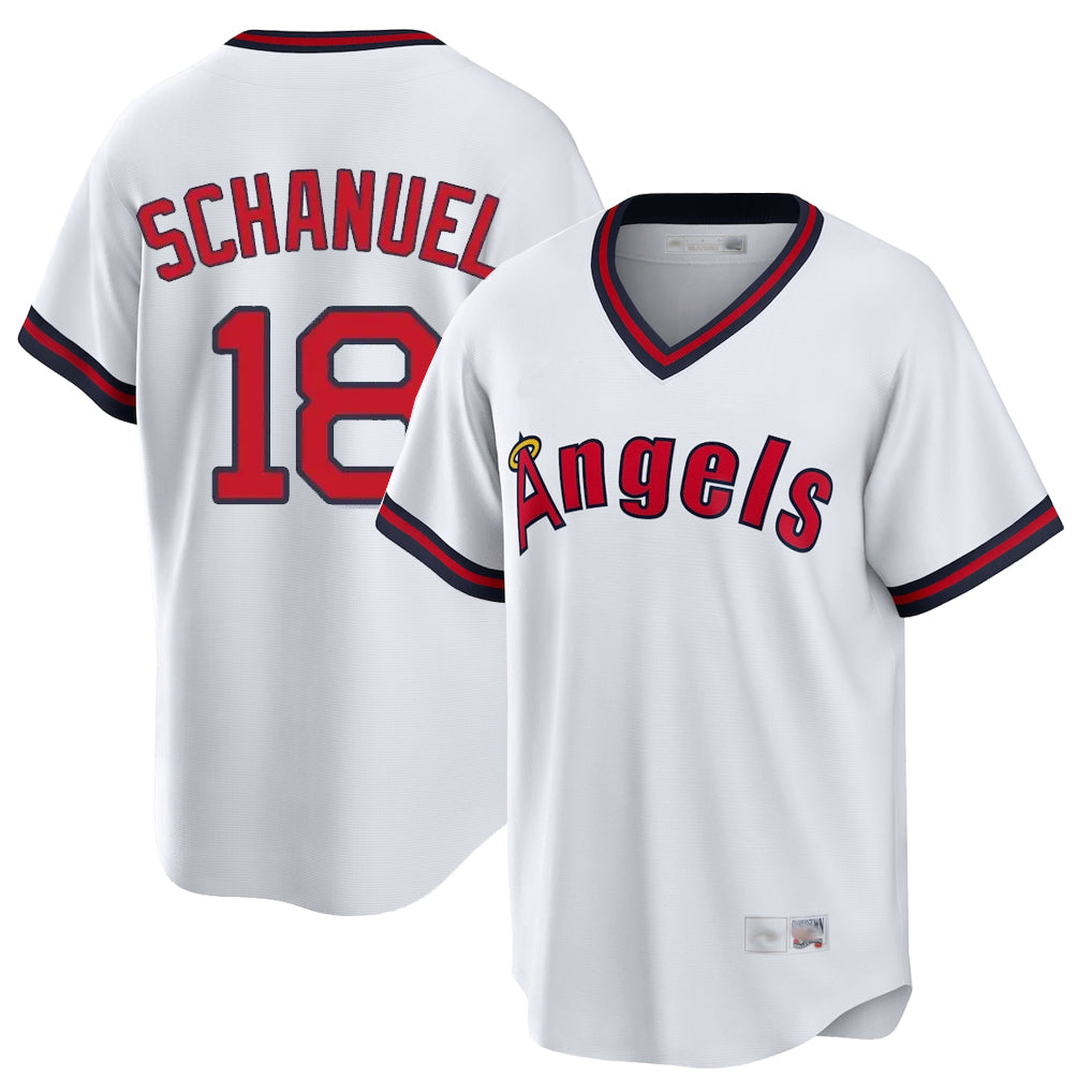 LA.Angels #18 Nolan Schanuel Player White T-shirt Home Game Hdoa Stitched Jerseys