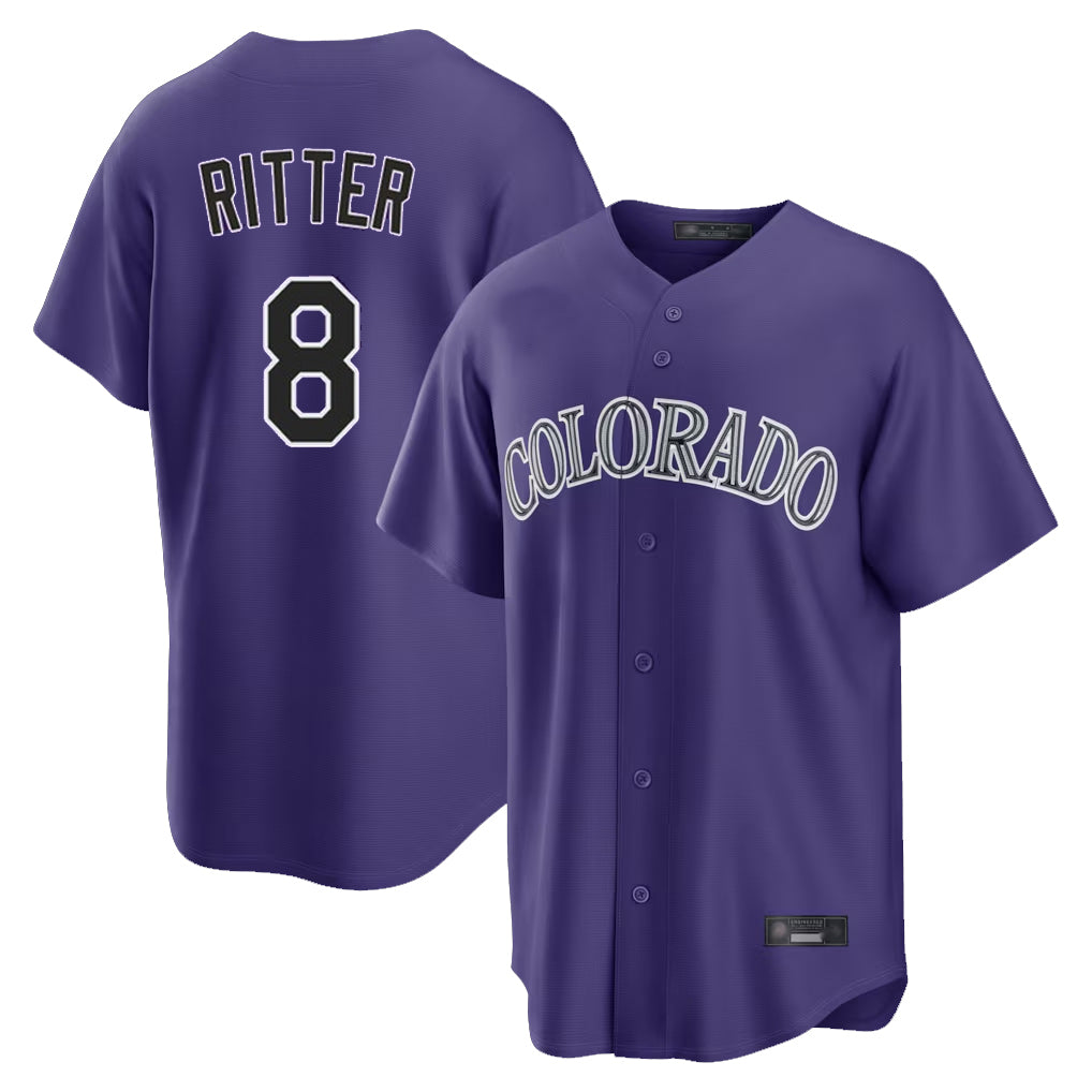 C.Rockies #8 Ryan Ritter Player Purple Game Home Hdoa Stitched Jerseys