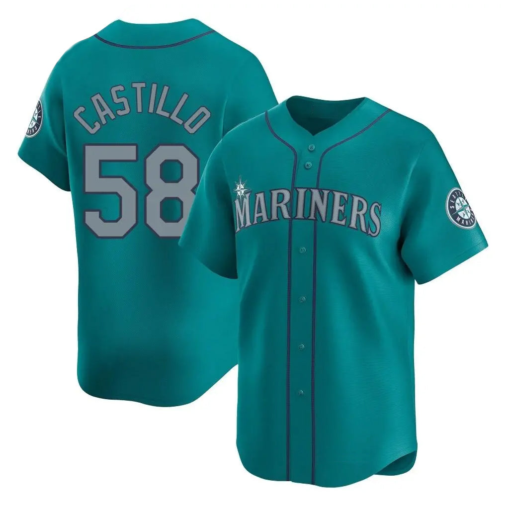 S.Mariners #58 Luis Castillo Player Teal Home Limited Hdoa Stitched Jerseys