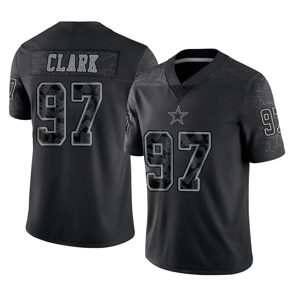D.Cowboys #97 Kenny Clark Player Black Limited Reflective Home Game Hdoa Stitched Jerseys