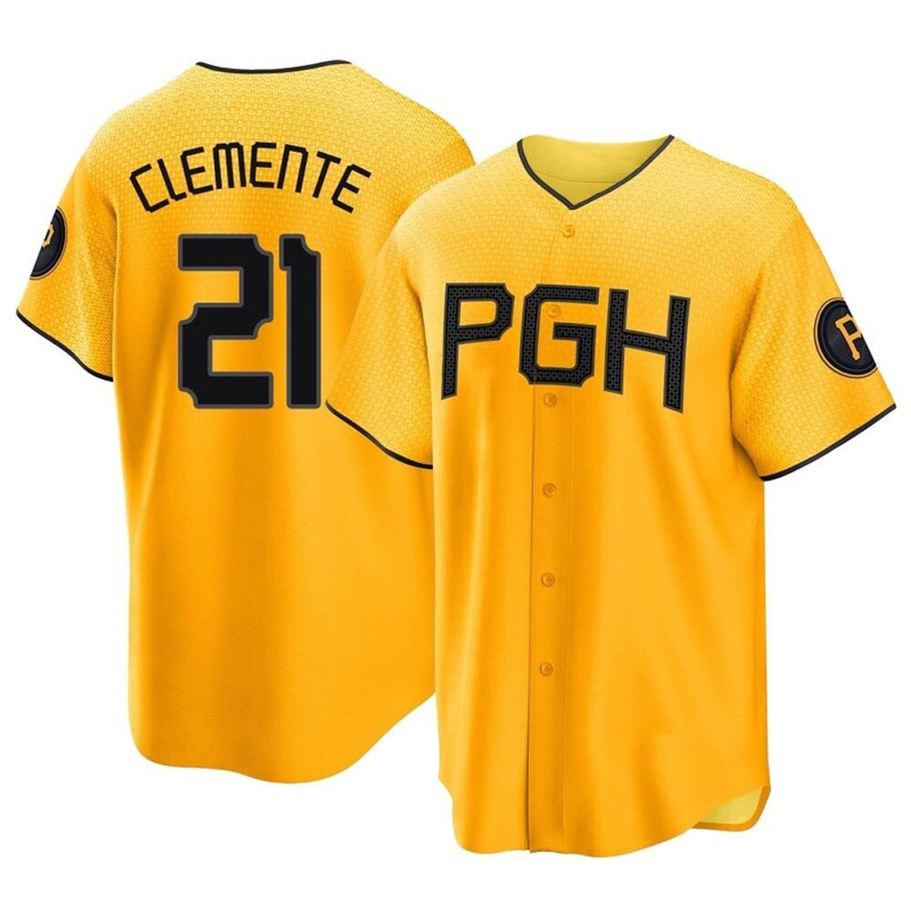 P.Pirates #21 Roberto Clemente Player Gold City Connect Home Game Hdoa Stitched Jerseys