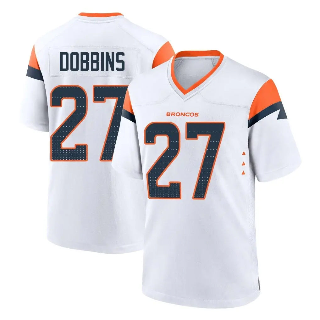 D.Broncos #27 J.K. Dobbins Player White Home Game Hdoa Stitched Jerseys