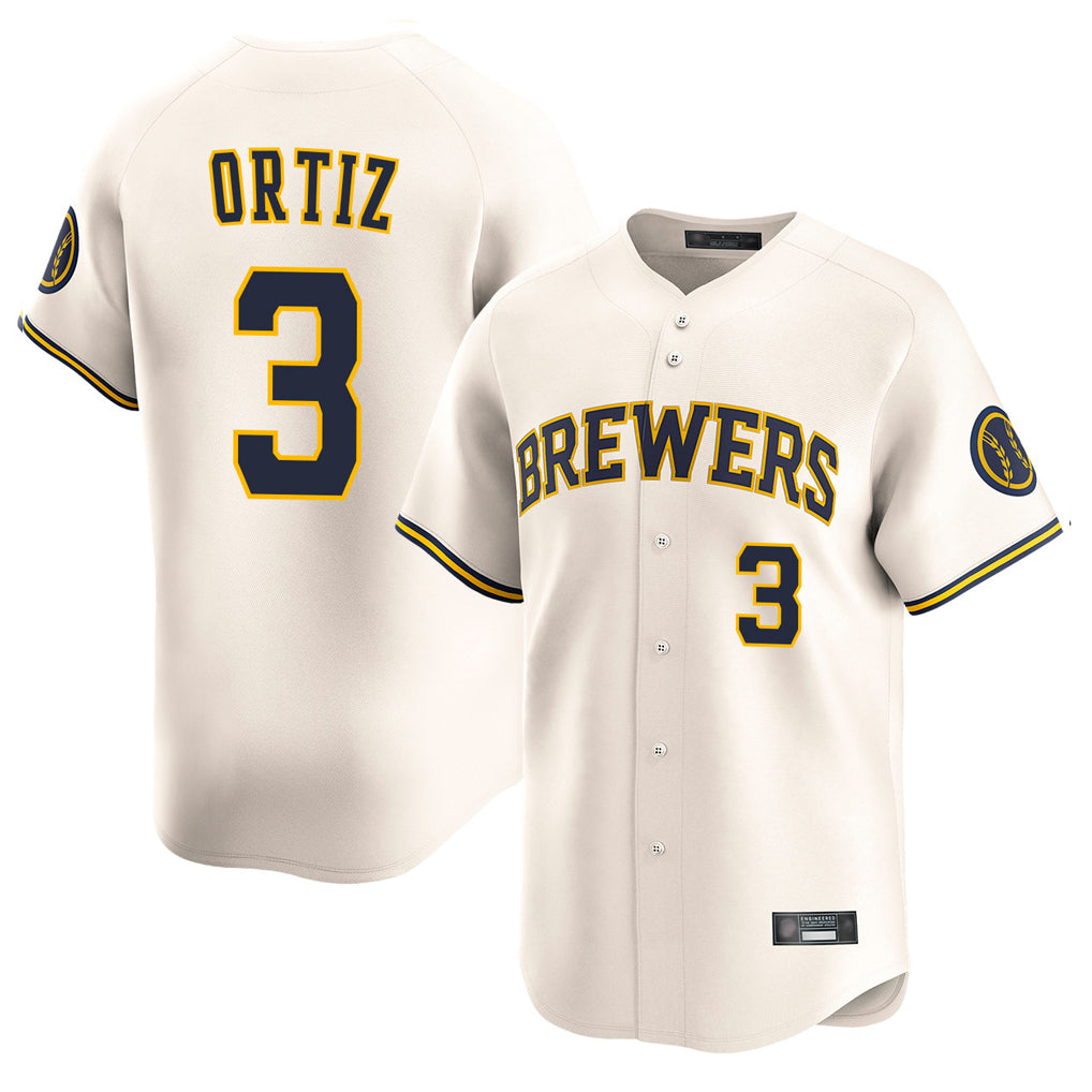 M.Brewers #3 Joey Ortiz Player Cream Home Limited Game Hdoa Stitched Jerseys