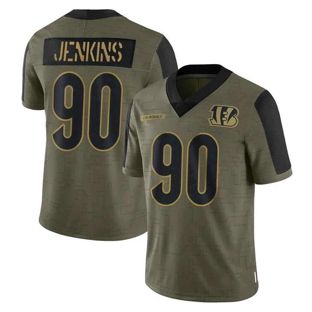 C.Bengals #90 Kris Jenkins Jr Player Olive Salute to Service Game Hdoa Stitched Jerseys