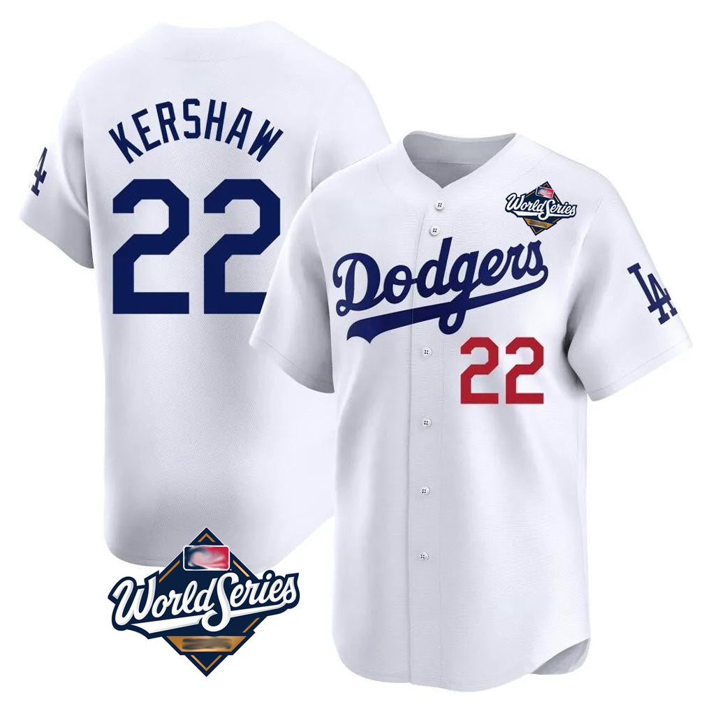 LA.Dodgers #22 Clayton Kershaw Player White World Series Limited Home Hdoa Stitched Jerseys
