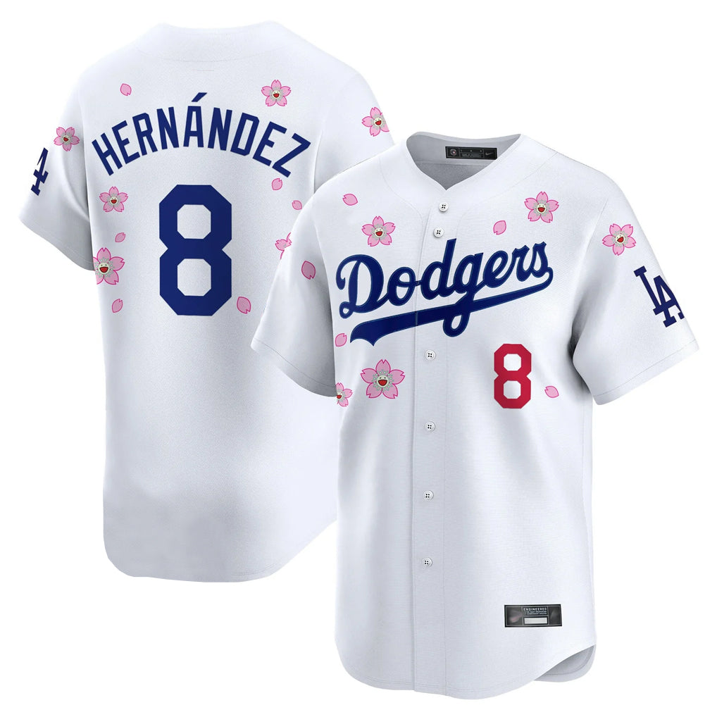 LA.Dodgers #8 Enrique Hern¨¢ndez Player White Tokyo Series Vapor Premier Limited Hdoa Stitched Jerseys