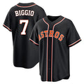 H.Astros #7 Craig Biggio Player Black Fashion Out Home Game Hdoa Stitched Jerseys
