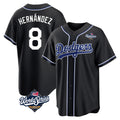LA.Dodgers #8 Enrique Hern¨¢ndez Player Black World Series Carbon Limited Home Hdoa Stitched Jerseys