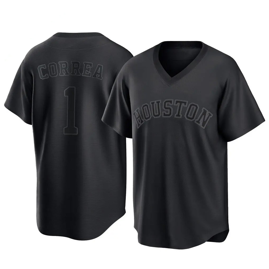 H.Astros #1 Carlos Correa Player Black Fashion T-shirt Home Game Hdoa Stitched Jerseys