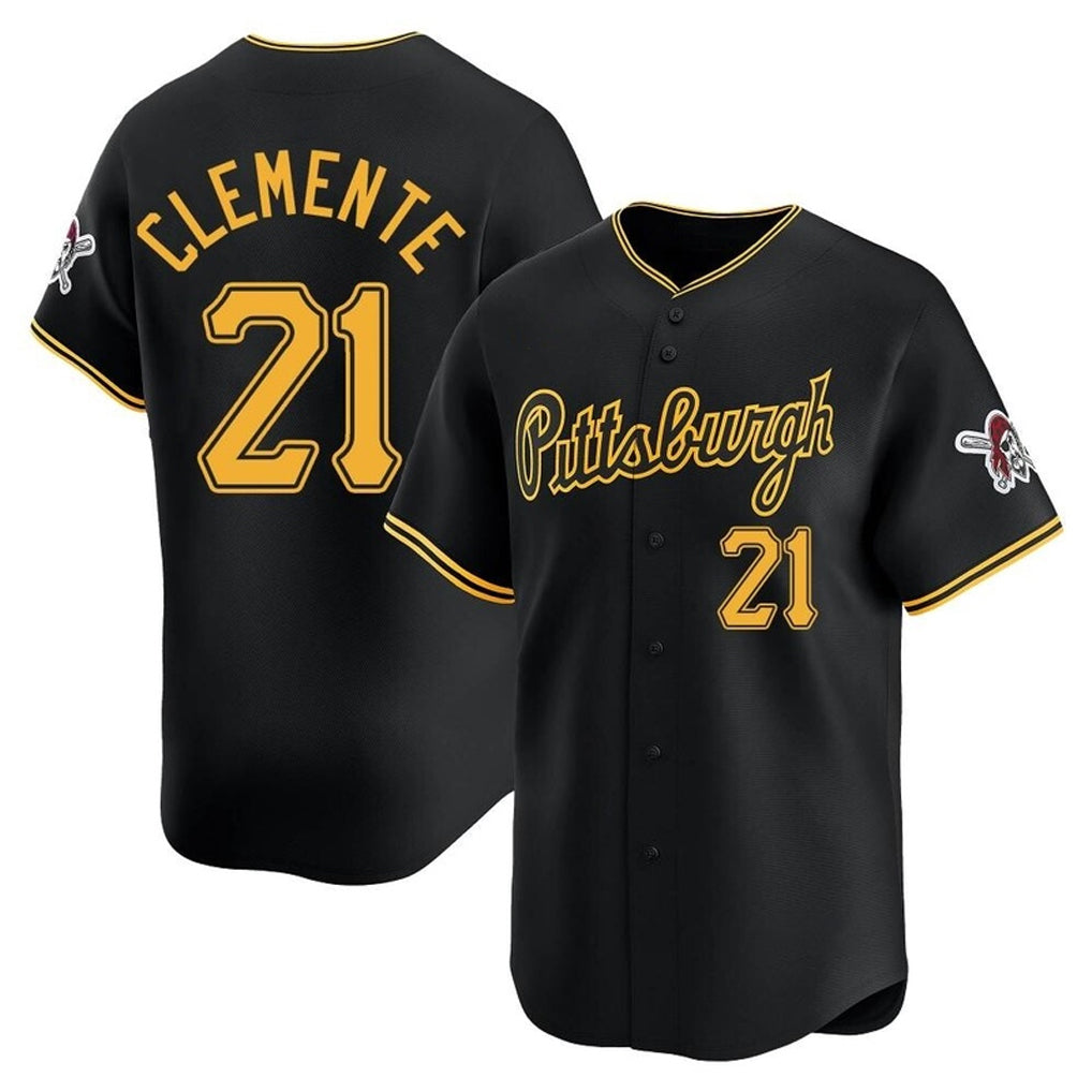 P.Pirates #21 Roberto Clemente Player Black Alt Home Limited Hdoa Stitched Jerseys