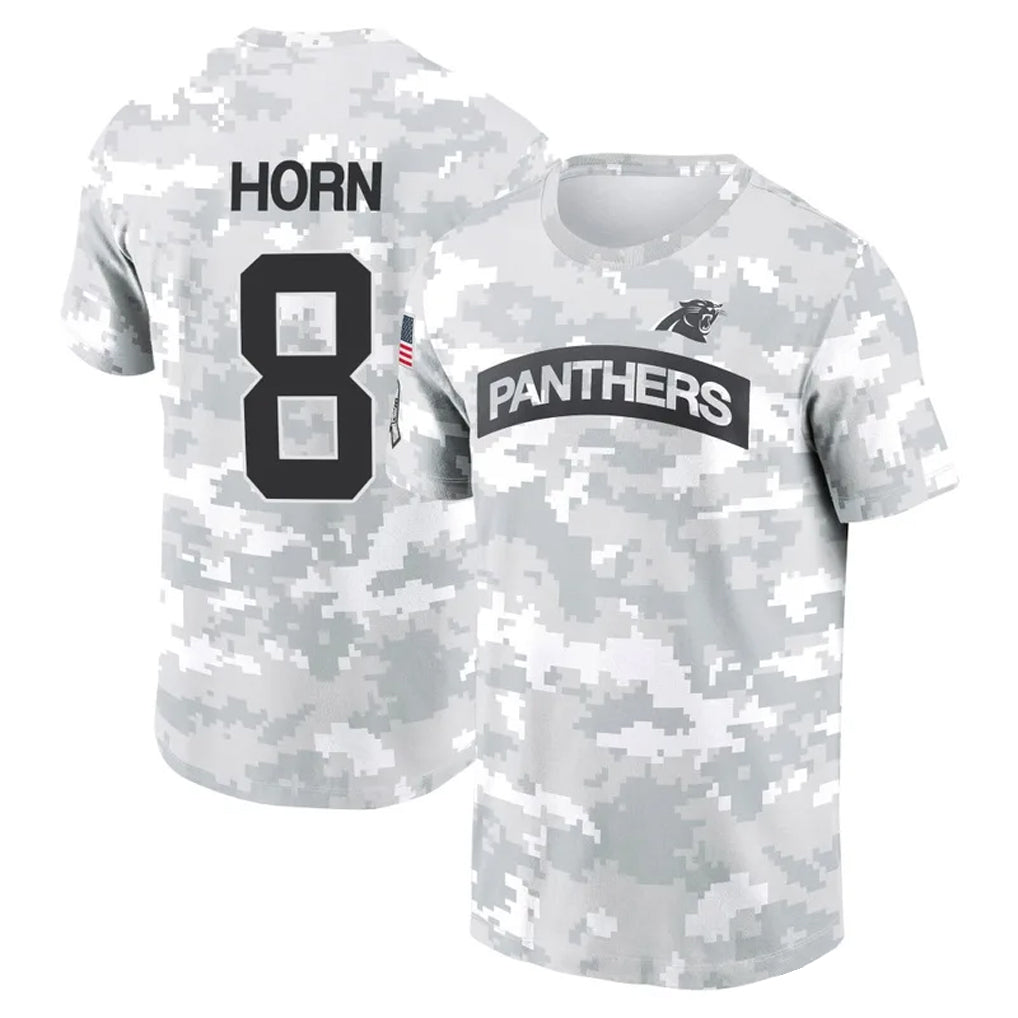 C.Panthers #8 Jaycee Horn Player Arctic Camo Salute to Service Hoodies & T-Shirts Hdoa Stitched Jerseys