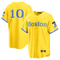 B.Red Sox #10 Trevor Story Player Yellow Home Game Hdoa Stitched Jerseys