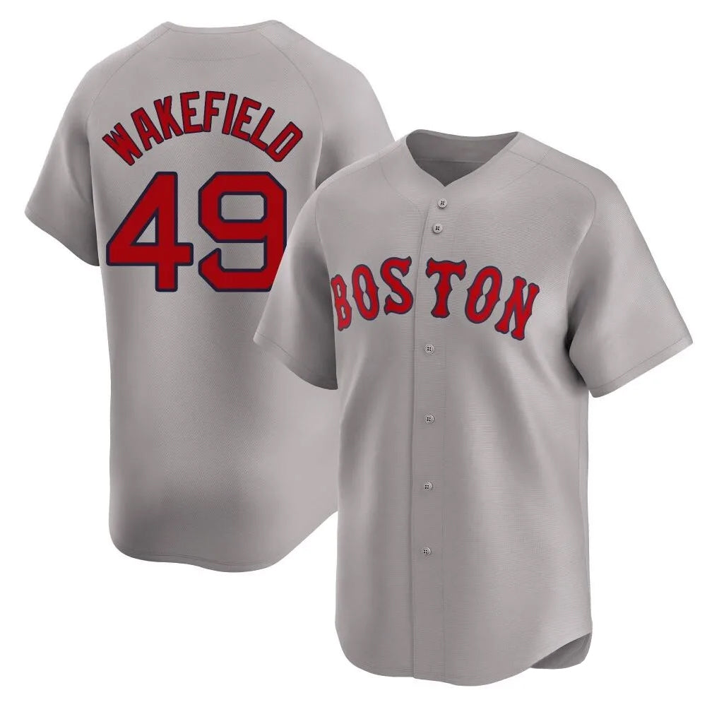 B.Red Sox #49 Tim Wakefield Player Gray Road Limited Home Game Hdoa Stitched Jerseys