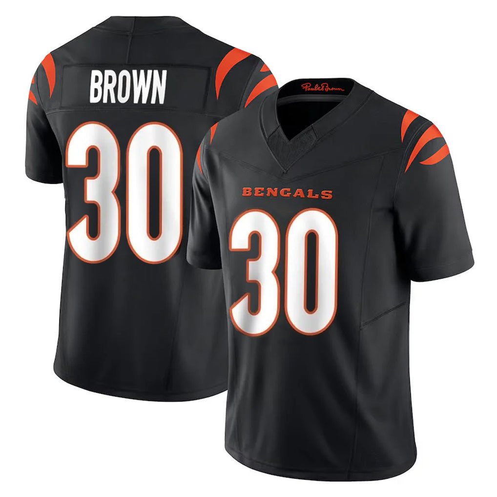 C.Bengals #30 Chase Brown Player Black Vapor F.U.S.E. Limited Home Game Hdoa Stitched Jerseys