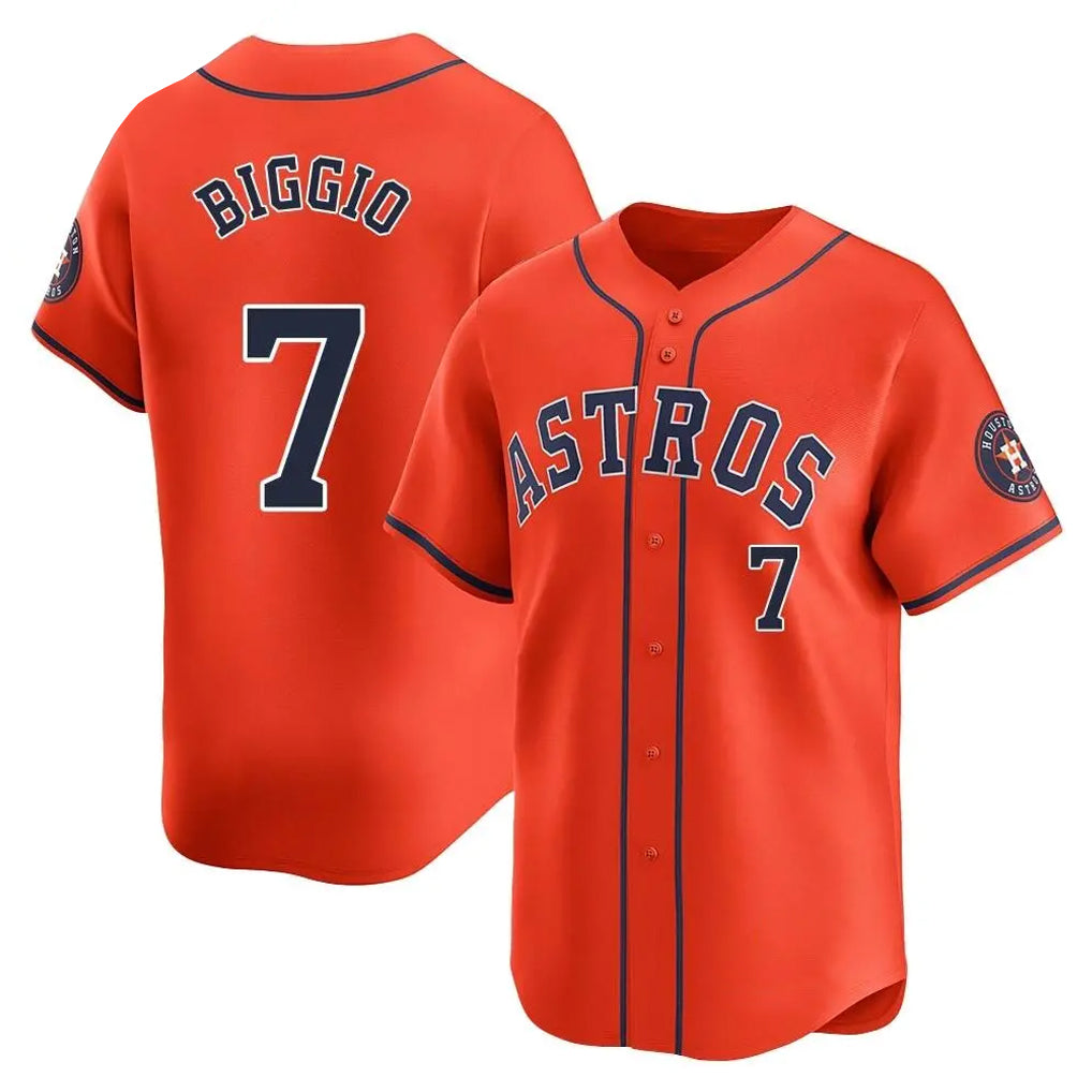 H.Astros #7 Craig Biggio Player Orange Home Limited Hdoa Stitched Jerseys