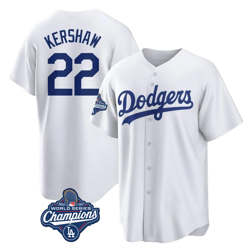 LA.Dodgers #22 Clayton Kershaw Player White World Series Meet Game Home Hdoa Stitched Jerseys