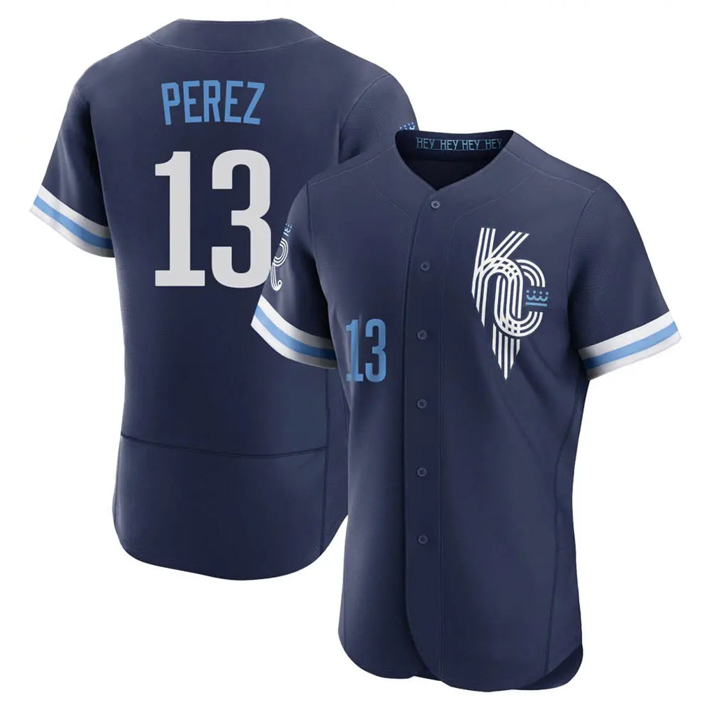KC.Royals #13 Salvador Perez Player Navy City Connect Limited Elite Home Hdoa Stitched Jerseys