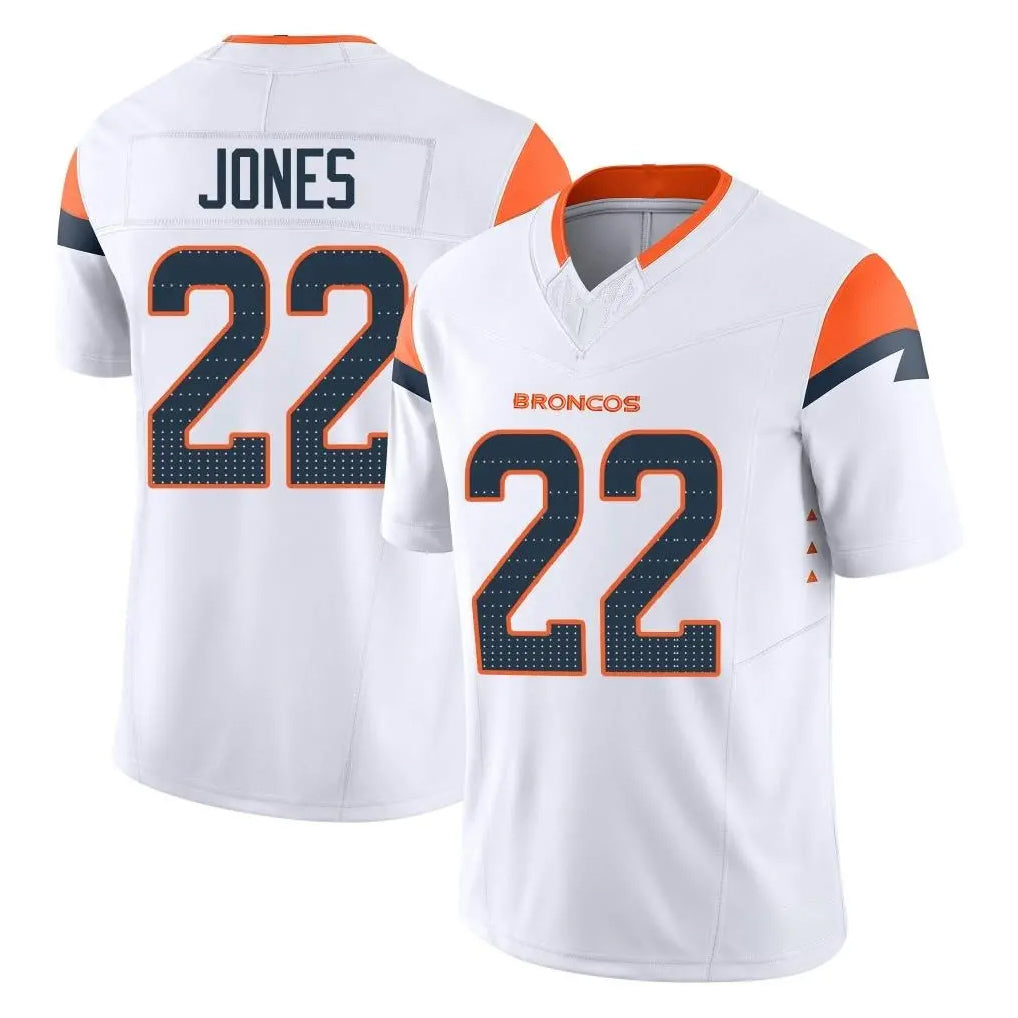 D.Broncos #22 Brandon Jones Player White Limited Vapor F.U.S.E. Home Game Hdoa Stitched Jerseys