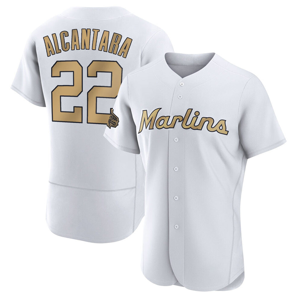 M.Marlins #22 Sandy Alcantara Player Gold  Home Limited Elite Hdoa Stitched Jerseys