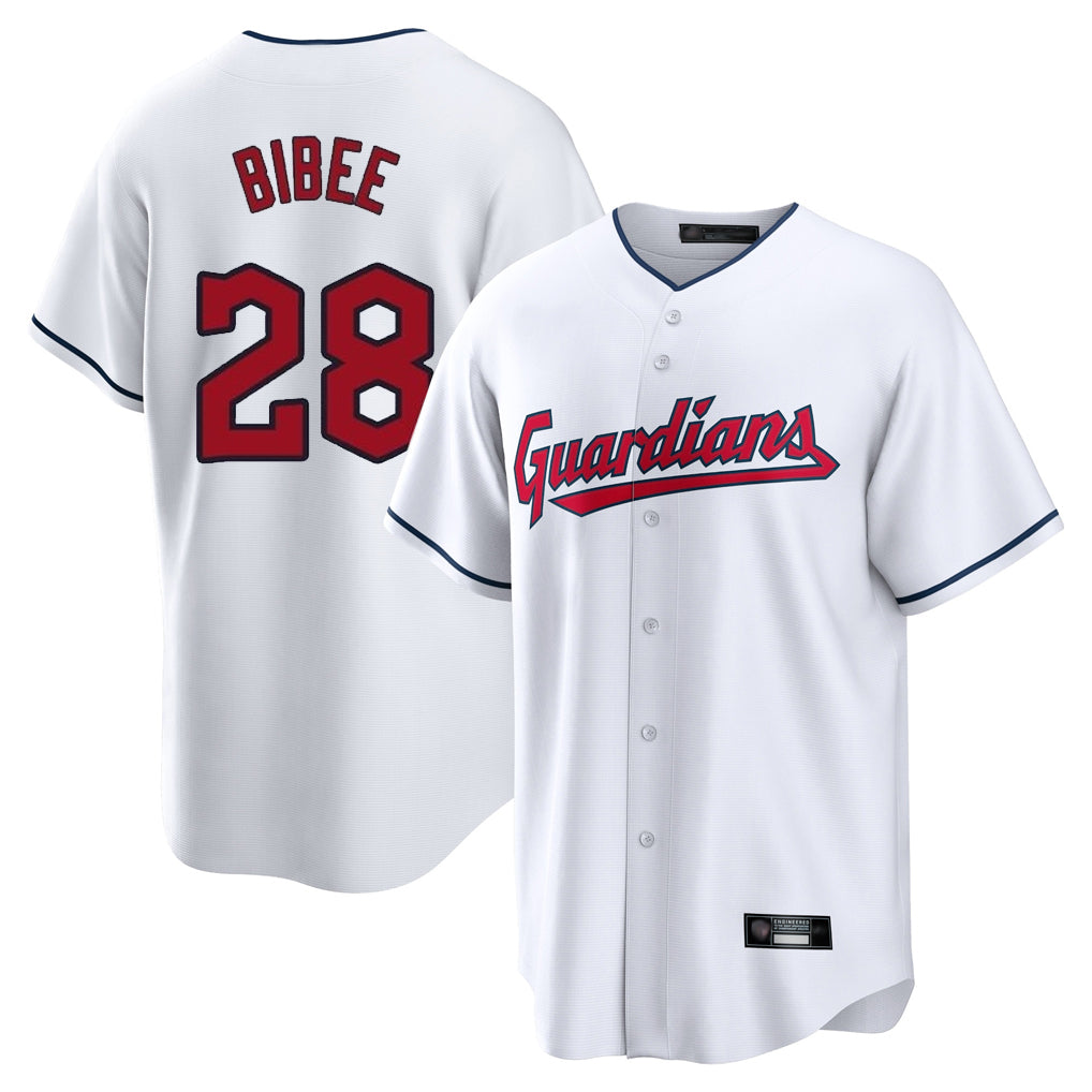 C.Guardians #28 Tanner Bibee Player White Home Game Hdoa Stitched Jerseys
