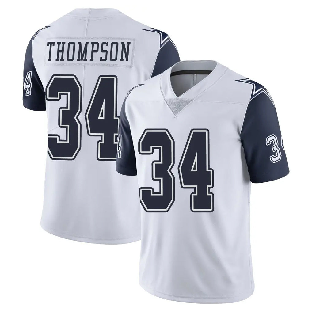 D.Cowboys #34 Jalen Thompson Player White-Navy Limited Color Rush Vapor Untouchable Home Game Hdoa Stitched Jerseys