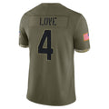 A.Cardinals #4 Jeremiyah Love Player Olive Salute To Service Limited Home Game Hdoa Stitched Jerseys