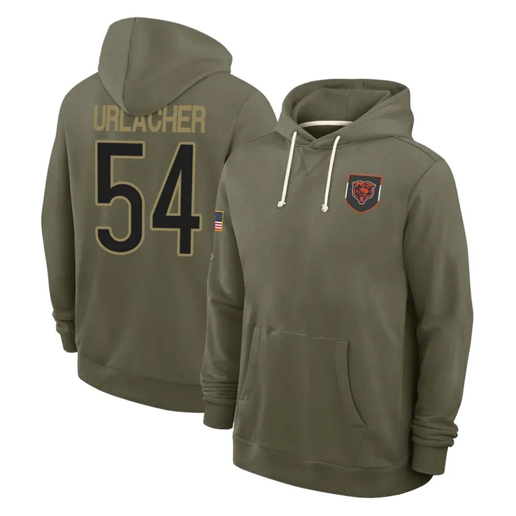 C.Bears #54 Brian Urlacher Player Olive Salute to Service Pullover Hoodies Limited Hdoa Stitched Jerseys