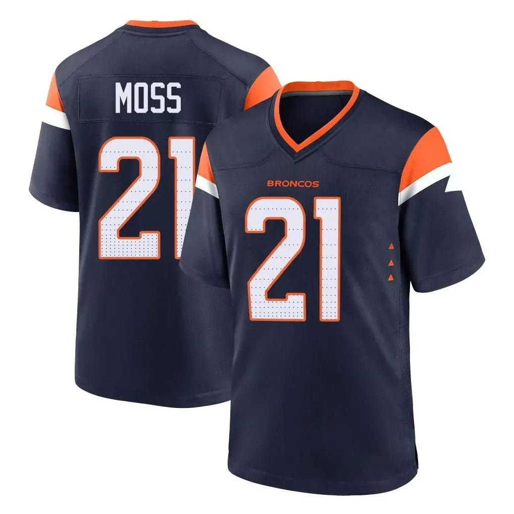 D.Broncos #21 Riley Moss Player Navy Home Game Hdoa Stitched Jerseys