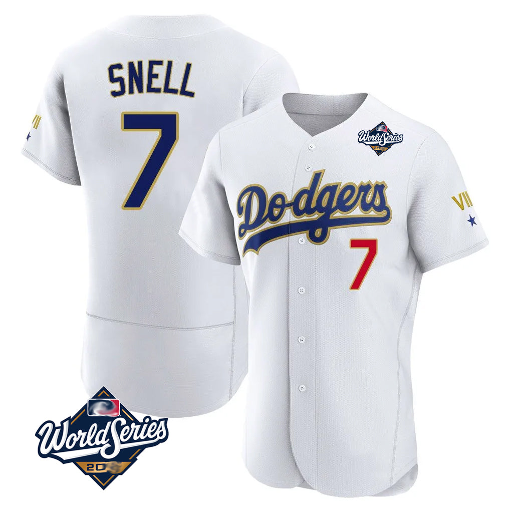 LA.Dodgers #7 Blake Snell Player Gold White 2026 Collection Stadium Limited Elite World Series Hdoa Stitched Jerseys