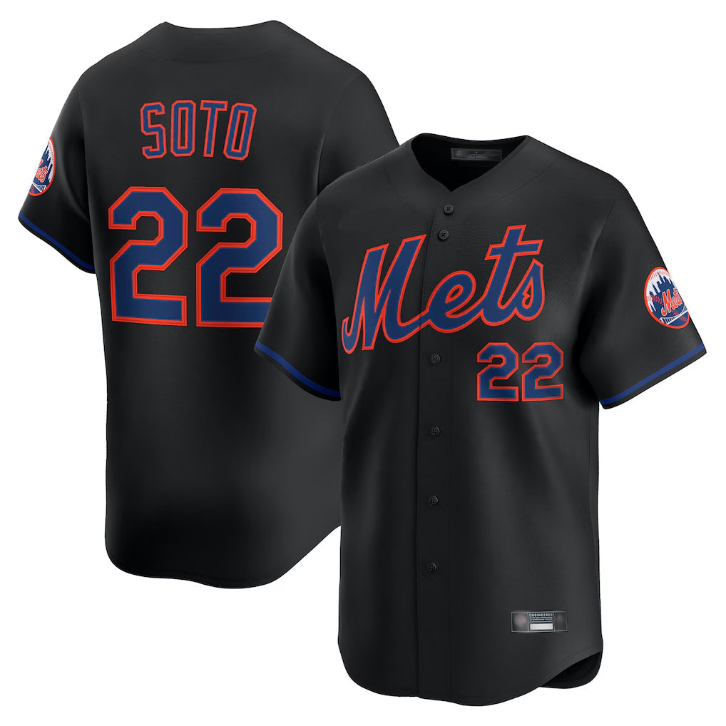 NY.Mets #22 Juan Soto Player Black Alternate Home Limited Hdoa Stitched Jerseys