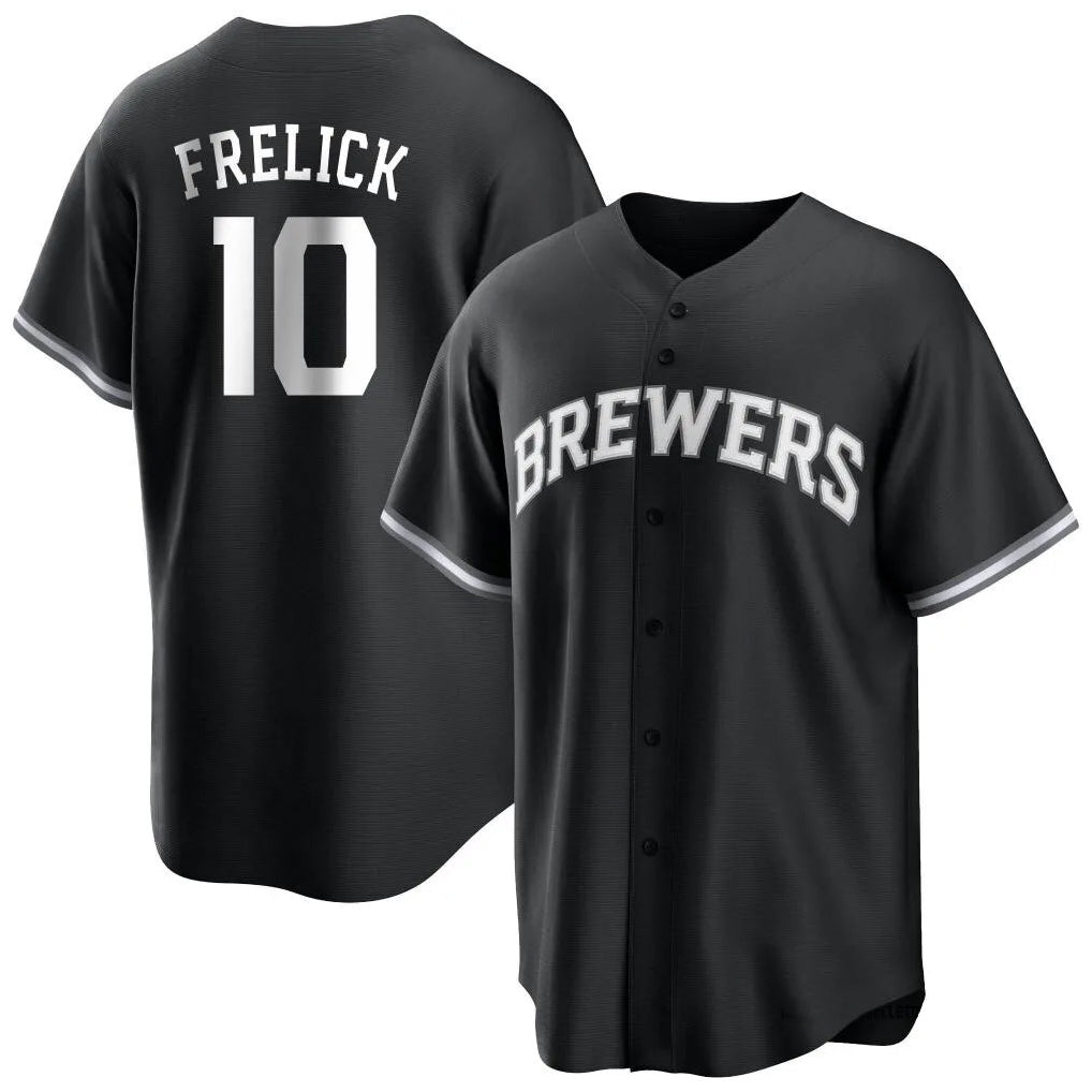 M.Brewers #10 Sal Frelick Player Black Game Home Hdoa Stitched Jerseys