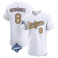 LA.Dodgers #8 Enrique Hern¨¢ndez Player Gold World Series Meet Limited Elite Home Hdoa Stitched Jerseys