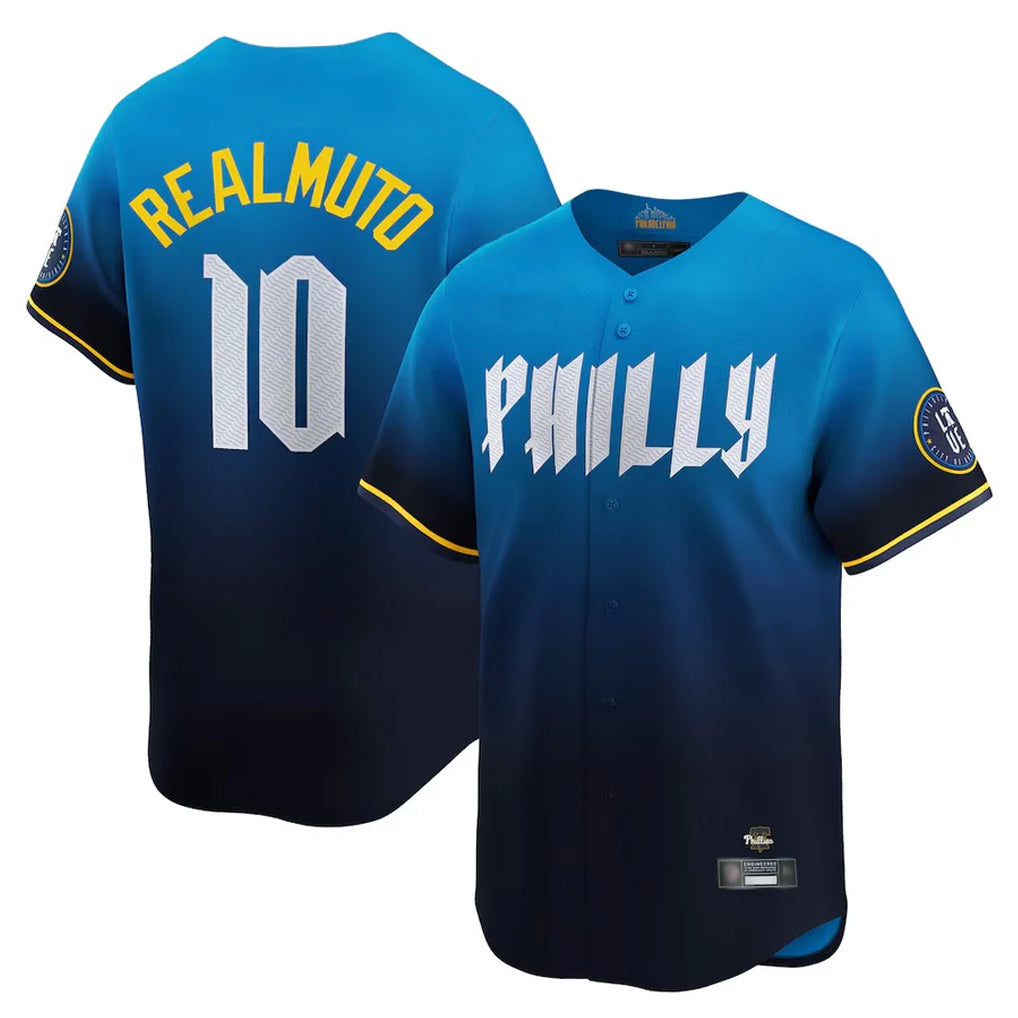 P.Phillies #10 J.T. Realmuto Player Blue City Connect Home Limited Hdoa Stitched Jerseys