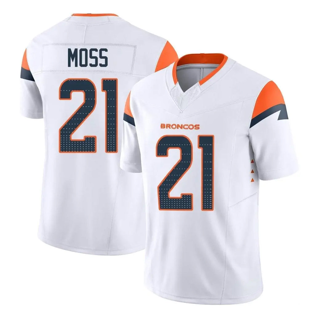 D.Broncos #21 Riley Moss Player White Limited Vapor F.U.S.E. Home Game Hdoa Stitched Jerseys