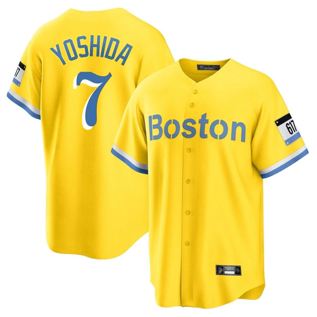 B.Red Sox #7 Masataka Yoshida Player Yellow Home Game Hdoa Stitched Jerseys