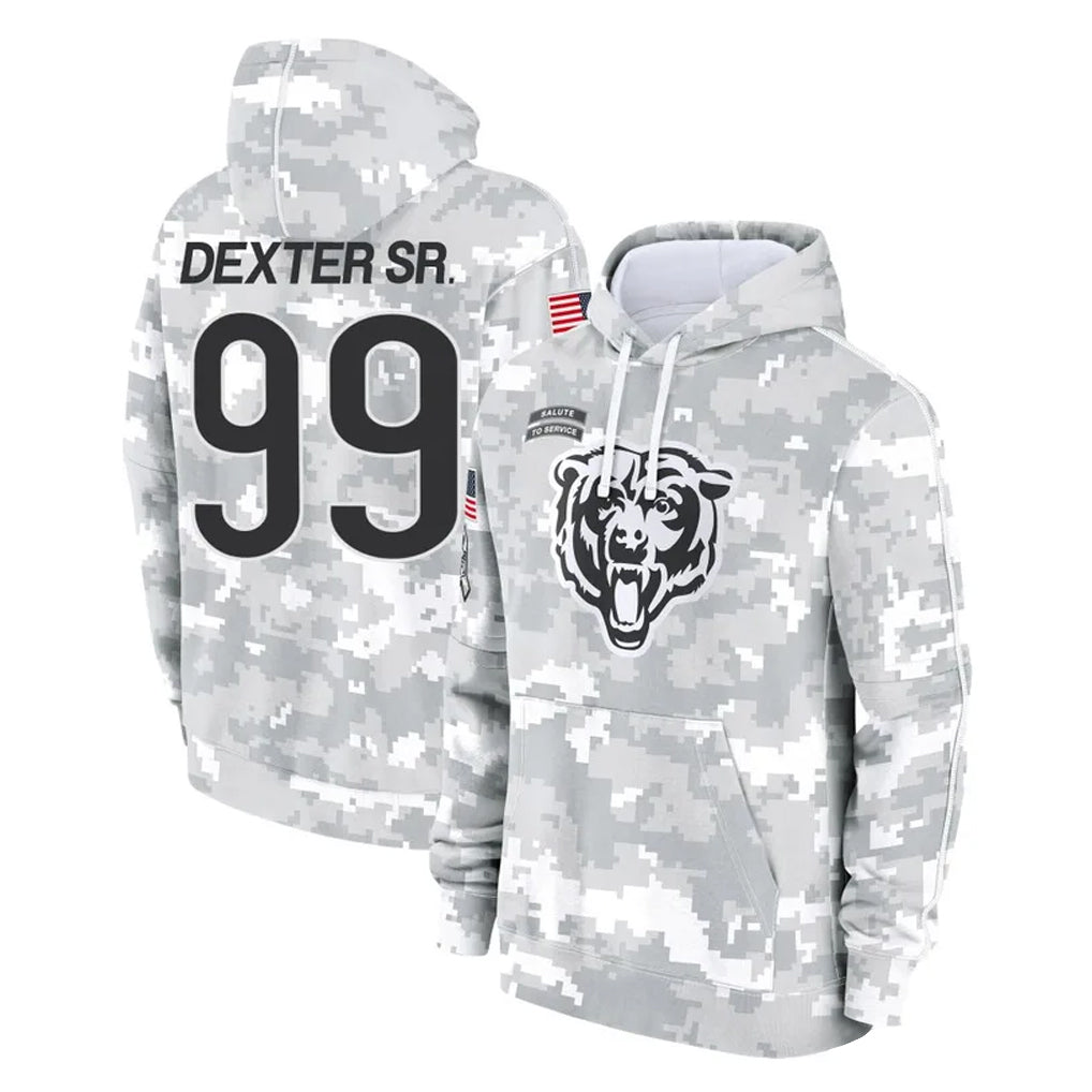 C.Bears #99 Gervon Dexter Sr. Player Arctic Camo Salute to Service Pullover Hoodies Limited Hdoa Stitched Jerseys
