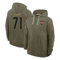 C.Bengals #71 Amarius Mims Player Olive Salute to Service Pullover Hoodies Limited Hdoa Stitched Jerseys