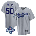 LA.Dodgers #50 Mookie Betts Player Gray World Series Meet Game Hdoa Stitched Jerseys