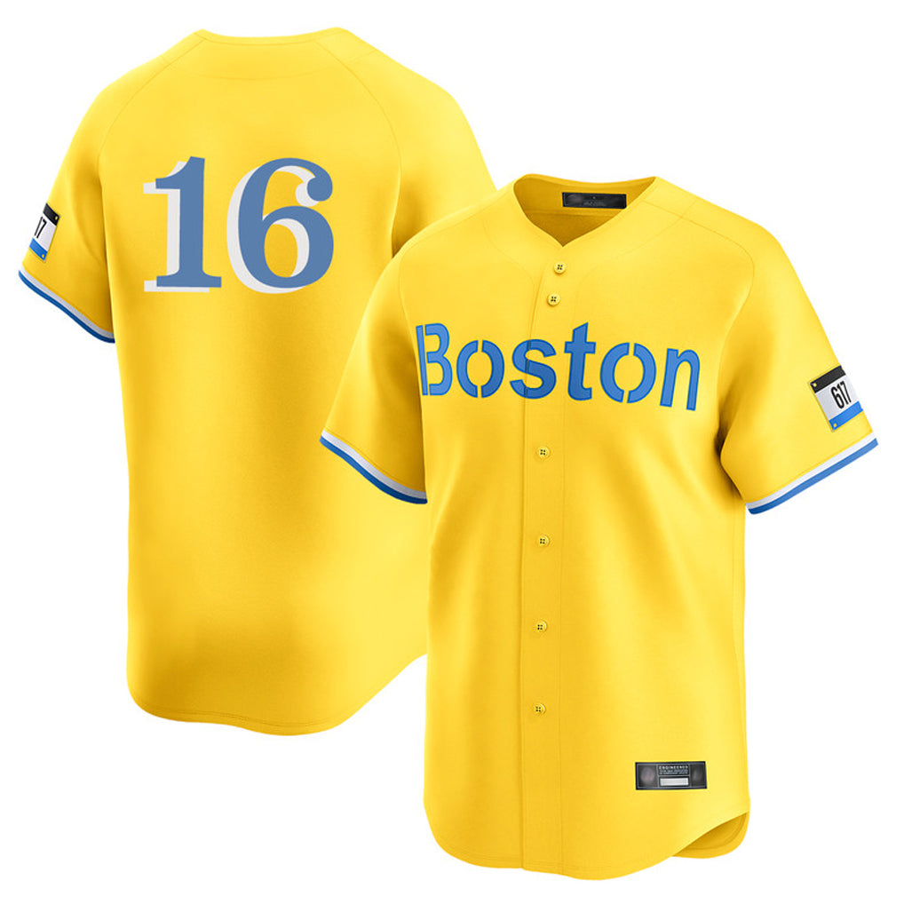 B.Red Sox #16 Jarren Duran Player Yellow Limited Home Game Hdoa Stitched Jerseys