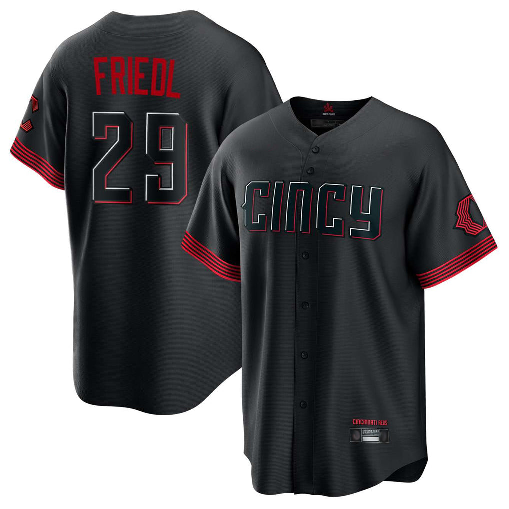 C.Reds #29 TJ Friedl Player Black City Connect Home Game Hdoa Stitched Jerseys