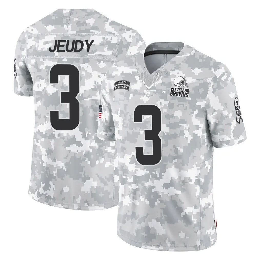 C.Browns #3 Jerry Jeudy Player Arctic Camo Salute to Service Limited Home Game Hdoa Stitched Jerseys