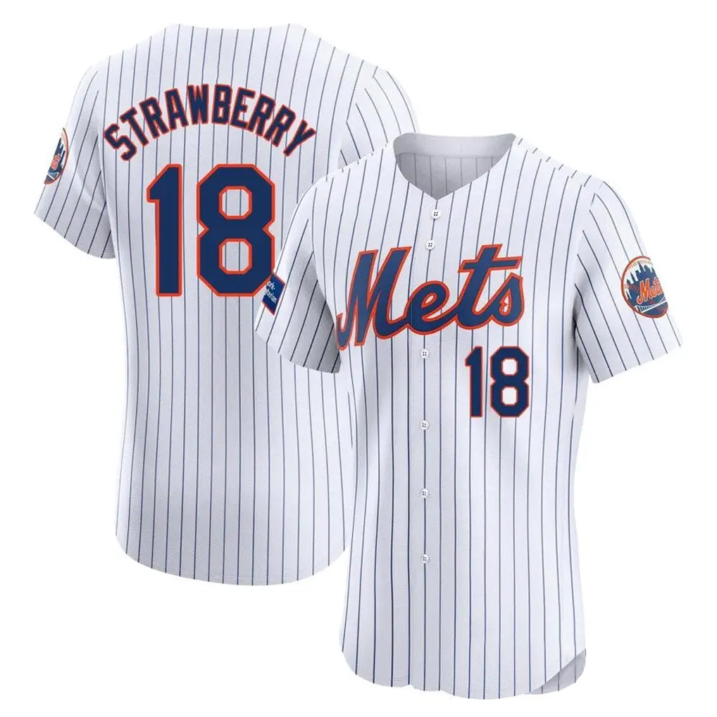 NY.Mets #18 Darryl Strawberry Player White Home Limited Elite Hdoa Stitched Jerseys