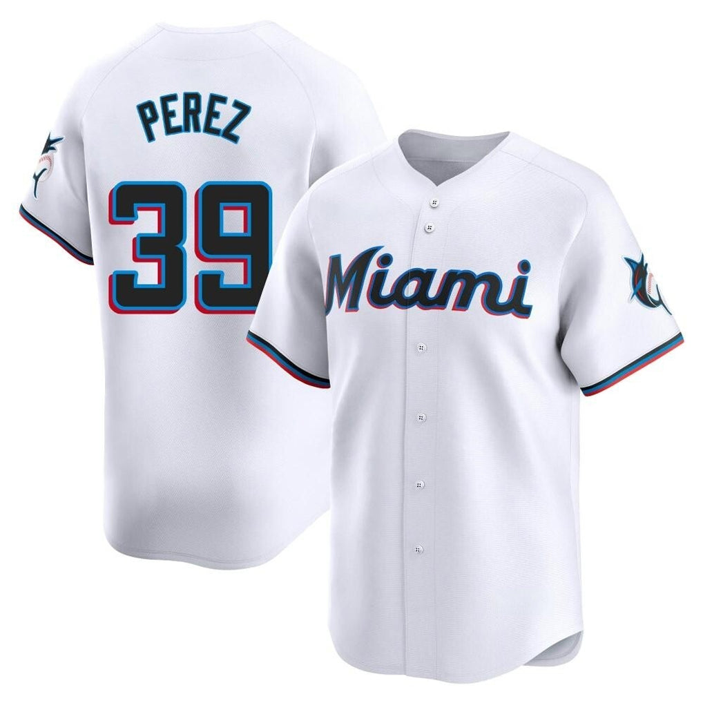M.Marlins #39 Eury Perez Player White  Home Limited Hdoa Stitched Jerseys