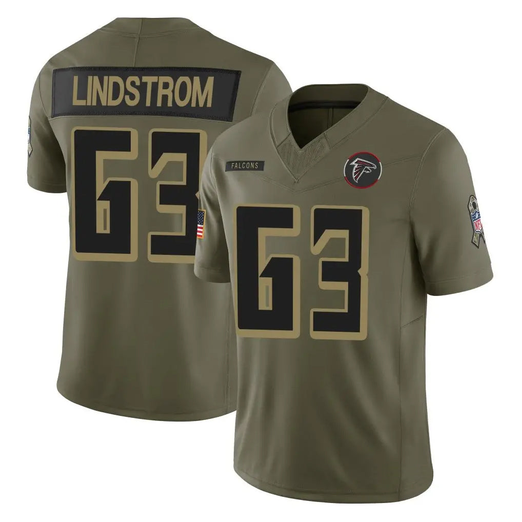 A.Falcons #63 Chris Lindstrom Player Olive Salute To Service Limited Home Game Hdoa Stitched Jerseys