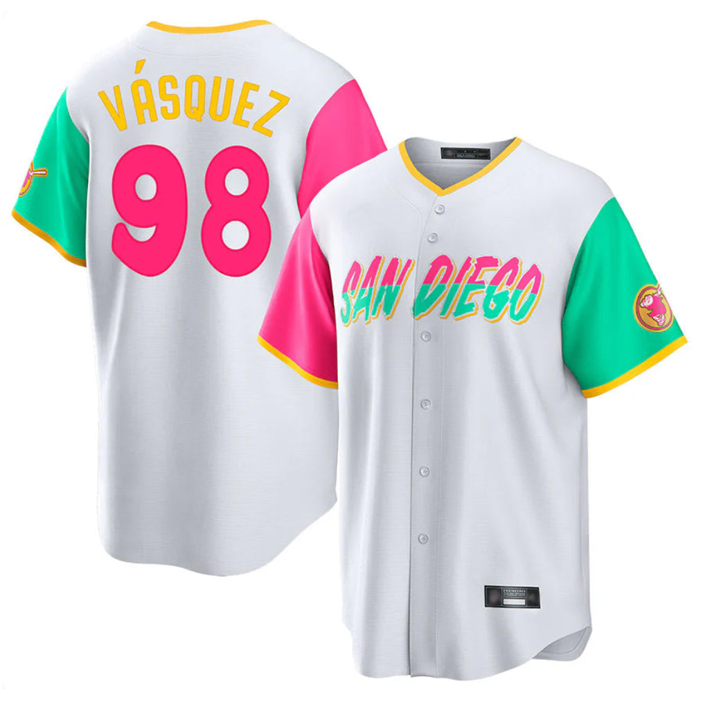 S.Diego Padres #98 Randy Vasquez Player White City Connect Home Game Hdoa Stitched Jerseys