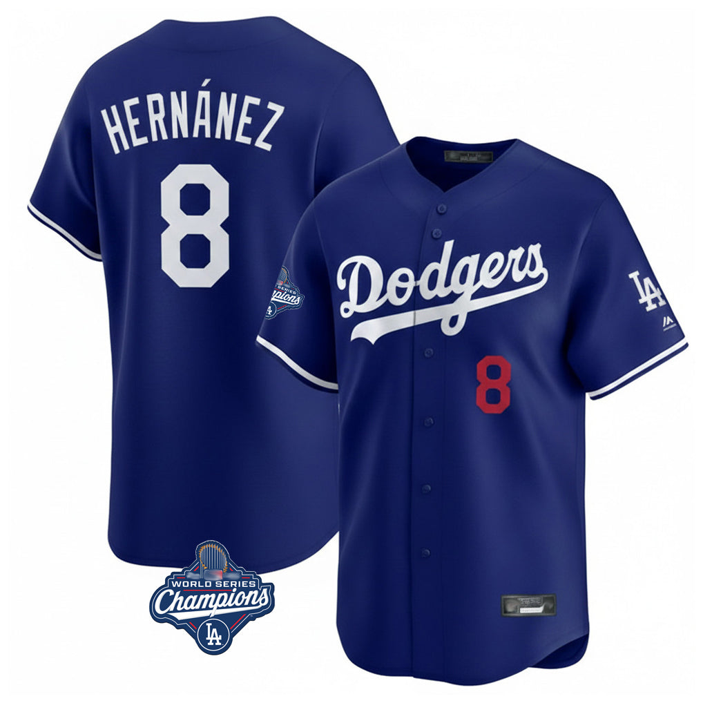 LA.Dodgers #8 Enrique Hern¨¢ndez Player Royal World Series Meet Limited Home Hdoa Stitched Jerseys