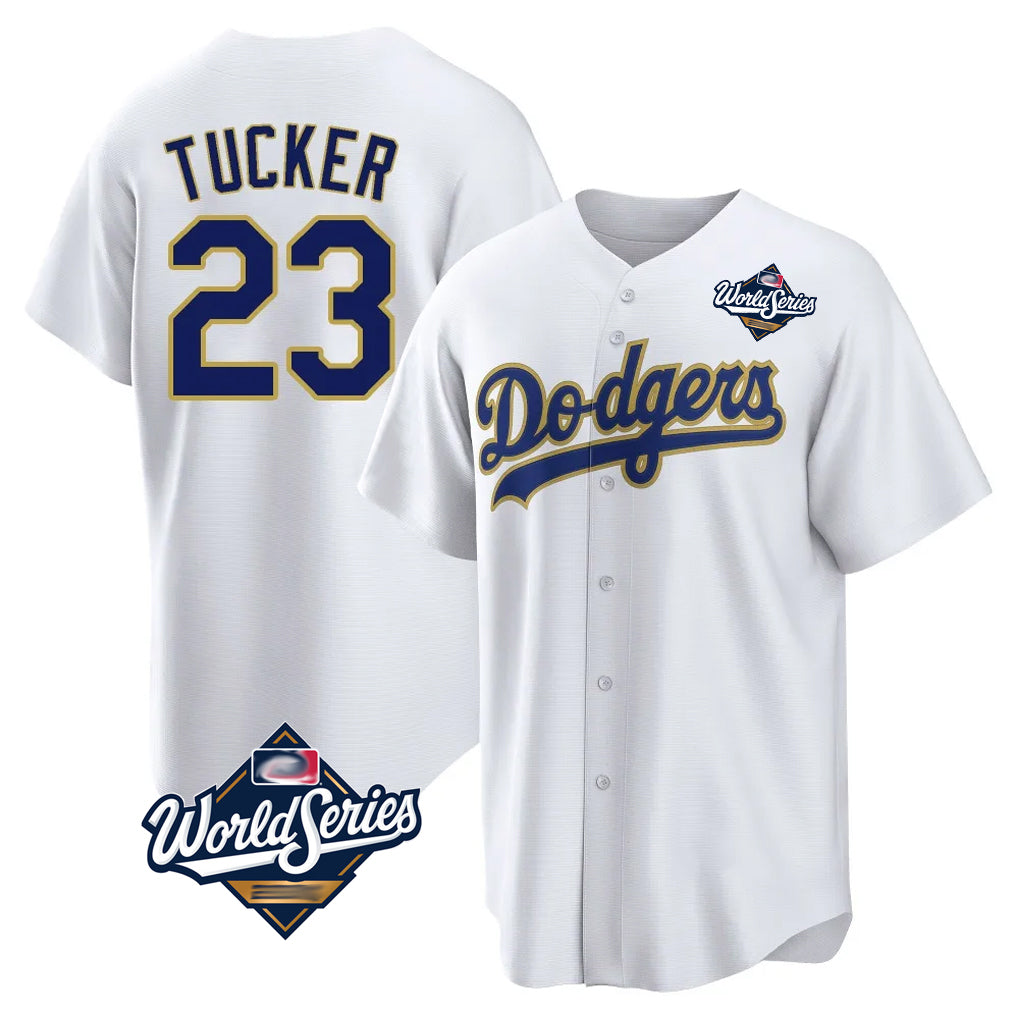 LA.Dodgers #23 Kyle Tucker Player Gold White World Series 2026 Collection Stadium Game Hdoa Stitched Jerseys