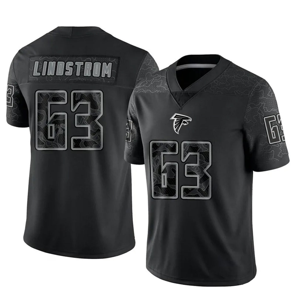 A.Falcons #63 Chris Lindstrom Player Black RFLCTV Limited Hdoa Stitched Jerseys